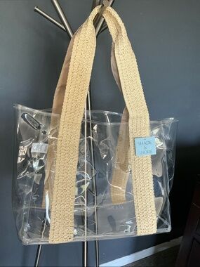 Shade & Shore Clear Beach Tote with Cream Straps